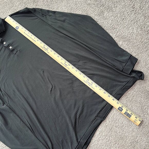 Peter Millar Crown Shirt Mens XL Gray Stripe Lyons Long Sleeve Polo - Picture 4 of 6